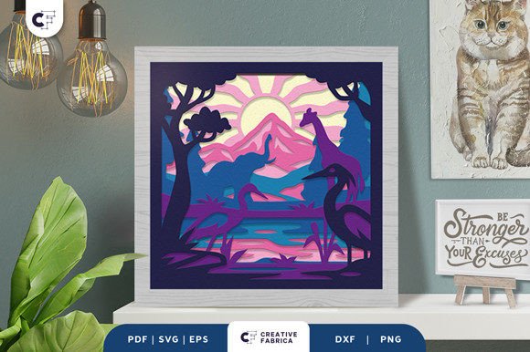 Animal with Lake and Mountain Shadow Box 3D SVG Review