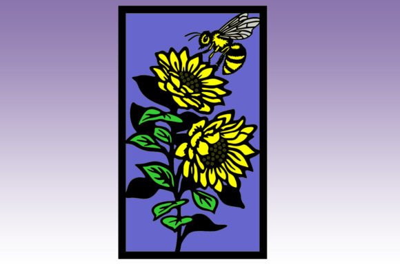 Bee Sunflower 3D SVG for Shadow Box Branding