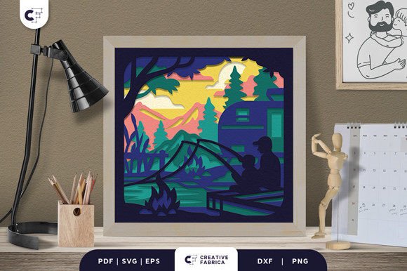 Campfire with Dad 3D SVG for Father's Day Crafts