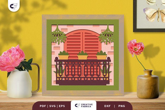 Floral Balcony 3D SVG for Pots And Vases Branding