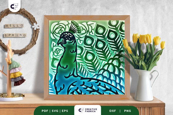 Floral Peacock Head 3D SVG for Seasonal Editorial Design