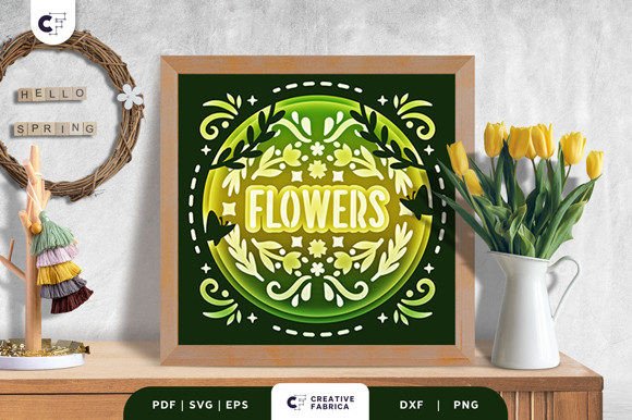 Flowers 3D Shadow Box Paper Cut SVG for Seasons
