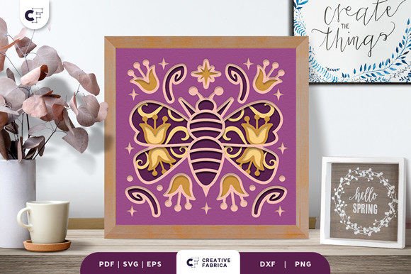 Honey Bee Folk Art 3D SVG for Seasons Branding