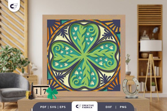 Intricate Shamrock 3D SVG for Holidays