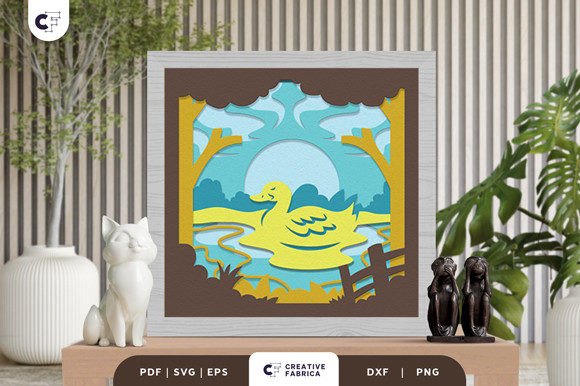 Lake Scene 3D SVG: Ornaments for Local Branding