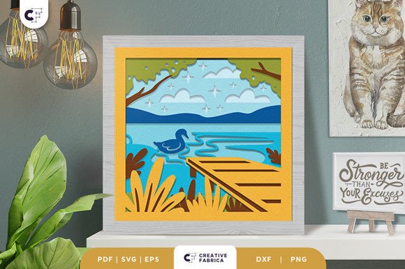 Lake with a Dock 3D SVG: Nature Decor Asset