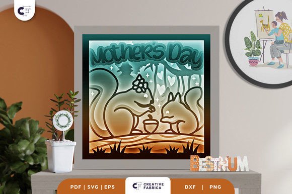Mama and Baby Squirrel 3D Shadow Box SVG Review