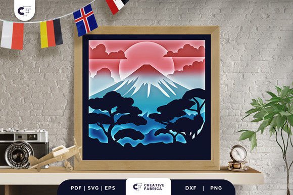 Mount Fuji View 3D SVG for Countries Branding