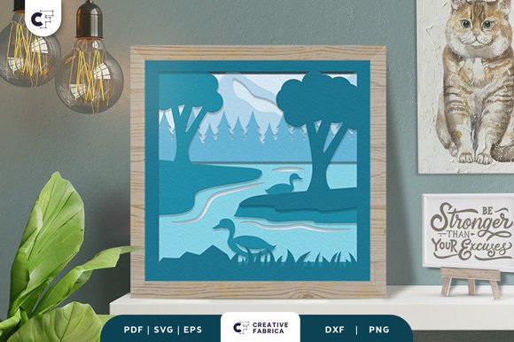 Nature Lake 3D SVG: Shadow Box Paper Cut Review