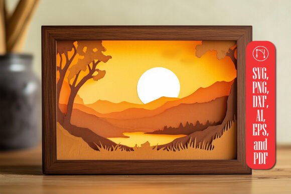 Paper Cut Natural Scene 3D SVG for Shadow Boxes
