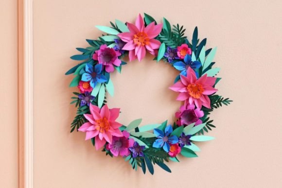 Paper Flower Wreath 3D SVG for Floral Compositions