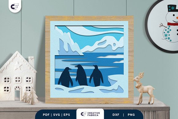 Penguins on Frozen Lake 3D Shadow Box Review