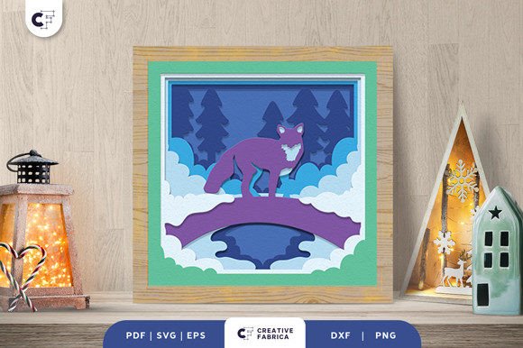 Red Fox in the Forest 3D SVG for Winter Crafts