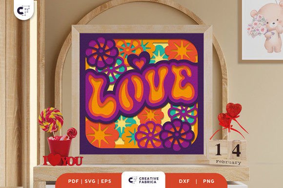 Retro Valentines Love 3D SVG for Valentine's Day