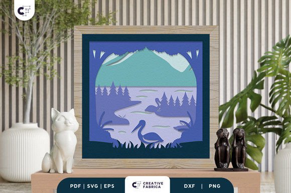 Swan Lake Landscape 3D SVG for Editorial Use