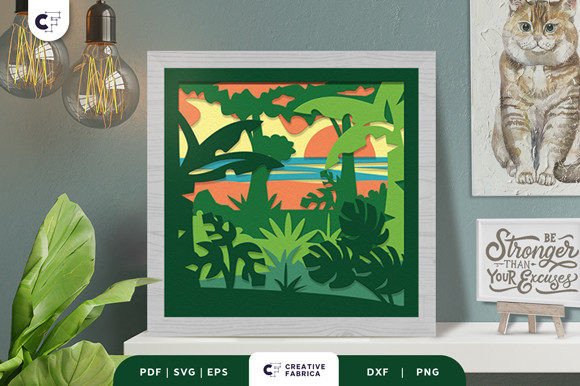 Tropical Jungle Scene 3D SVG: Editorial Asset Review