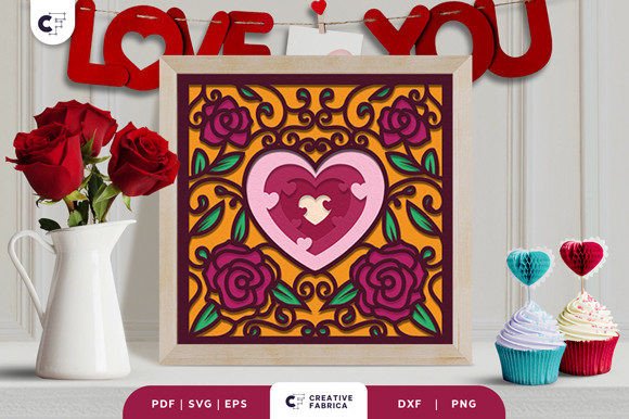 Valentines Heart Shape 3D SVG for Branding
