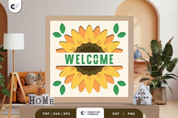 Welcome Sunflower 3D SVG: Ornaments for Branding
