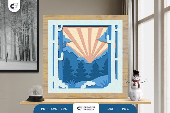 Winter Mountain Forest Paper Cut SVG: 3D SVG Review